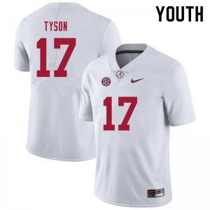 NCAA Youth Alabama Crimson Tide #17 Paul Tyson Stitched College 2021 Nike Authentic White Football Jersey GQ17R77VW